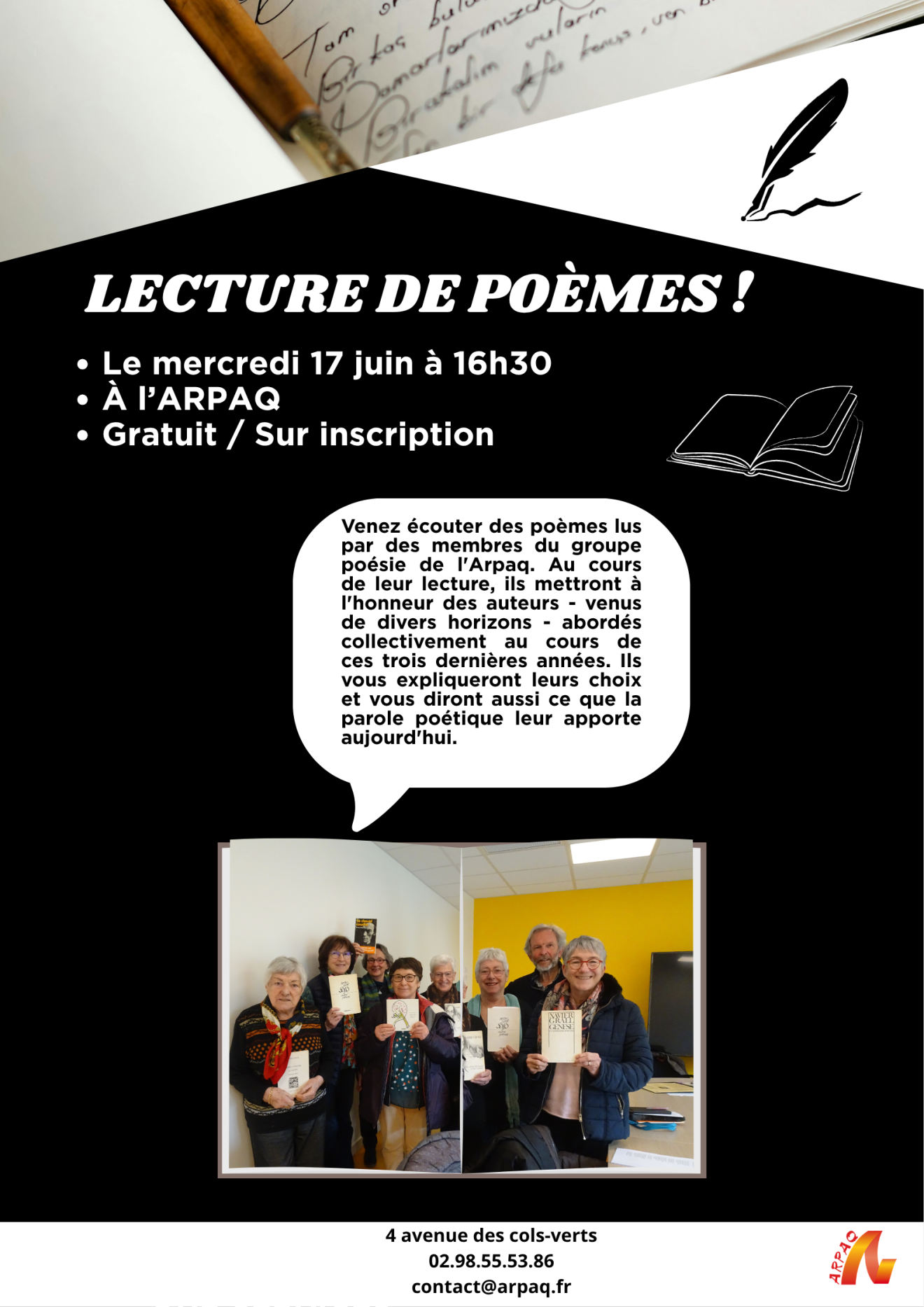 LECTURE DE POÈMES A L'ARPAQ !