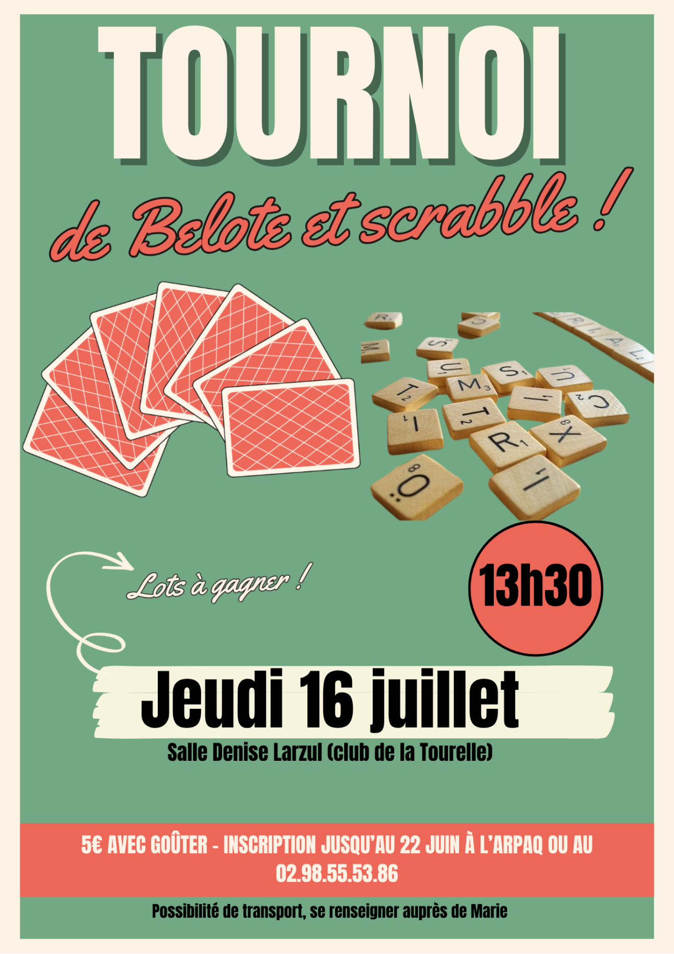 TOURNOI DE BELOTE ET SCRABBLE : OUVERT À TOUS