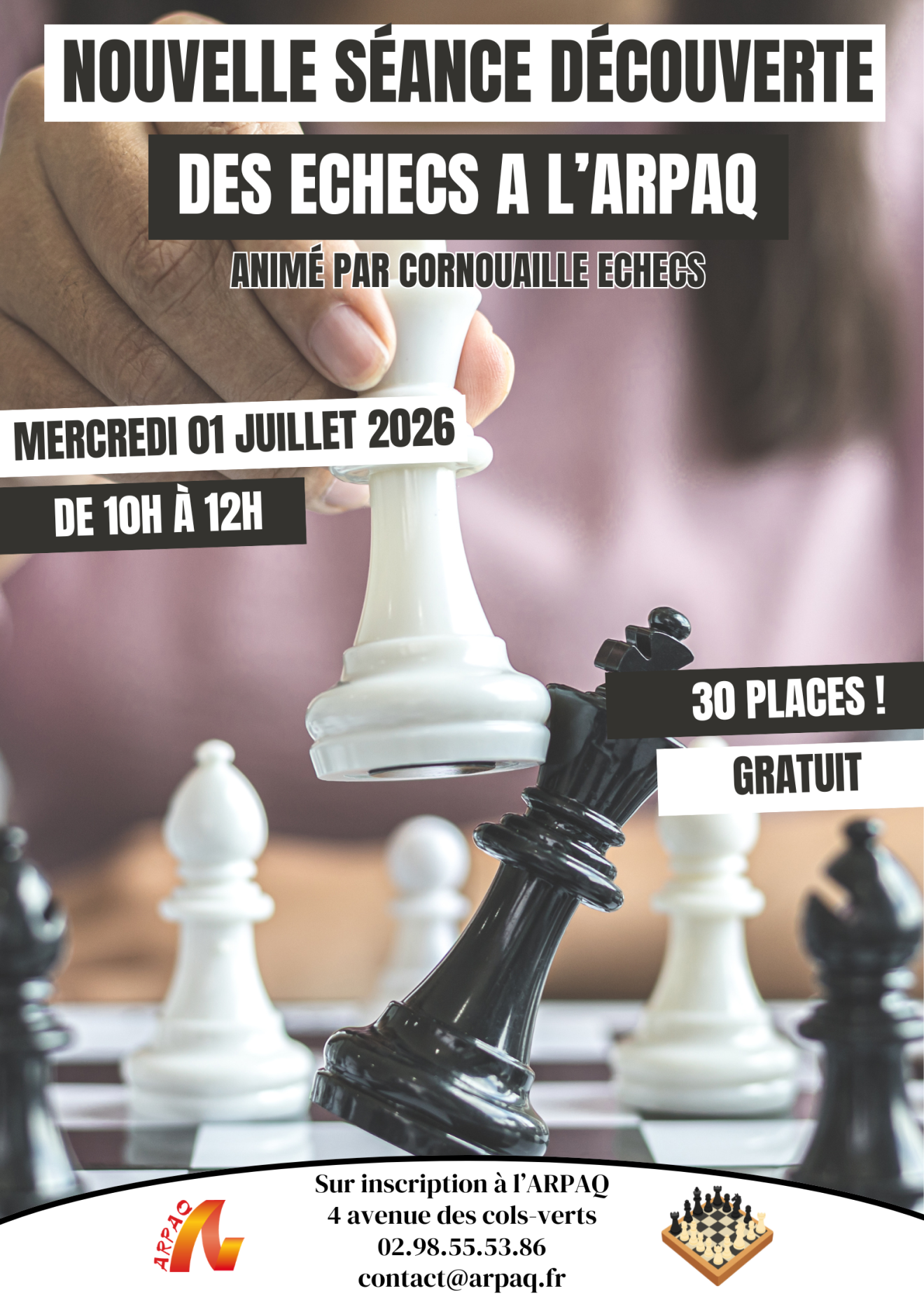 NOUVELLE SÉANCE DÉCOUVERTE DES ÉCHECS !