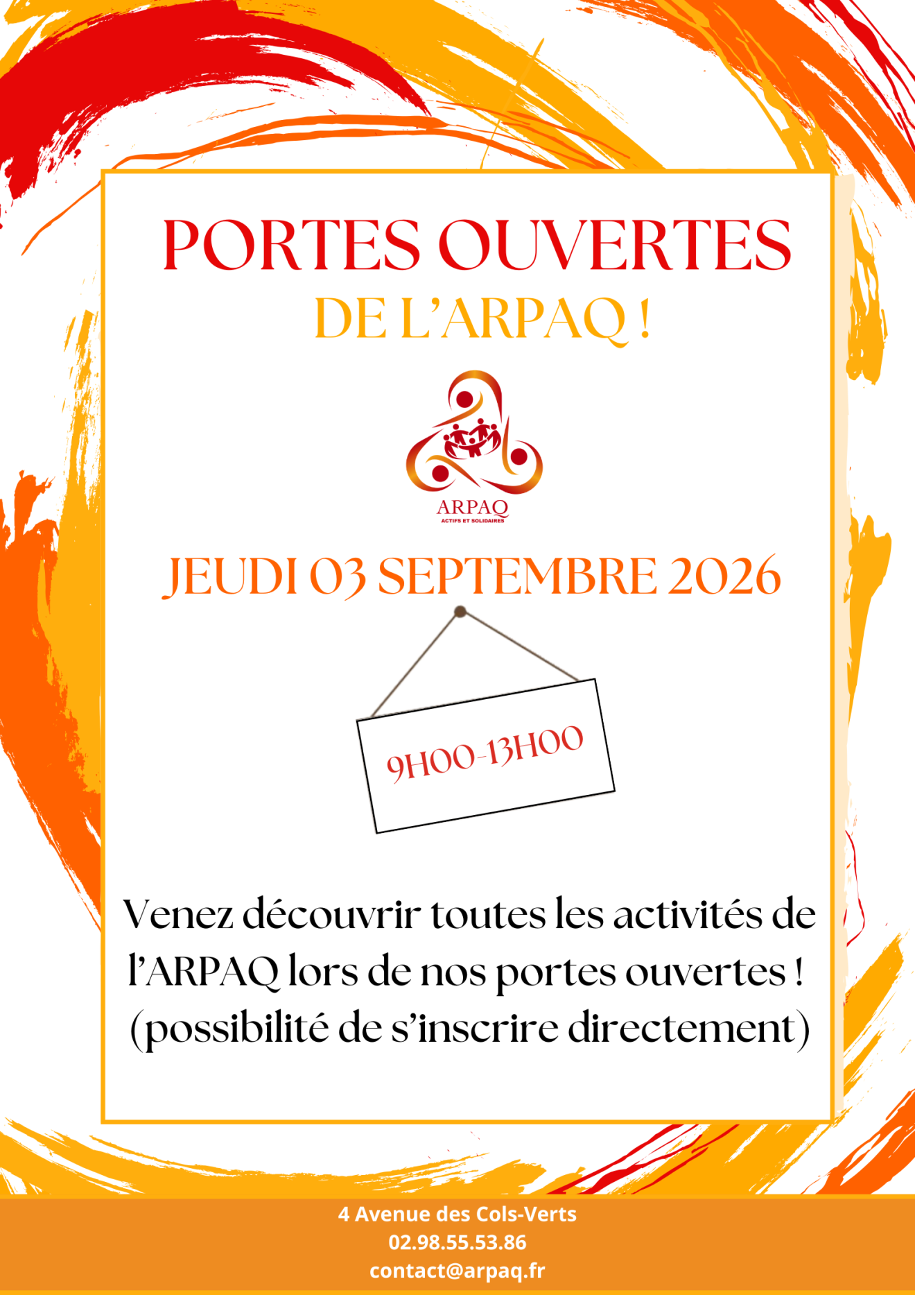 PORTES OUVERTES : JEUDI 03 SEPTEMBRE 9H-13H