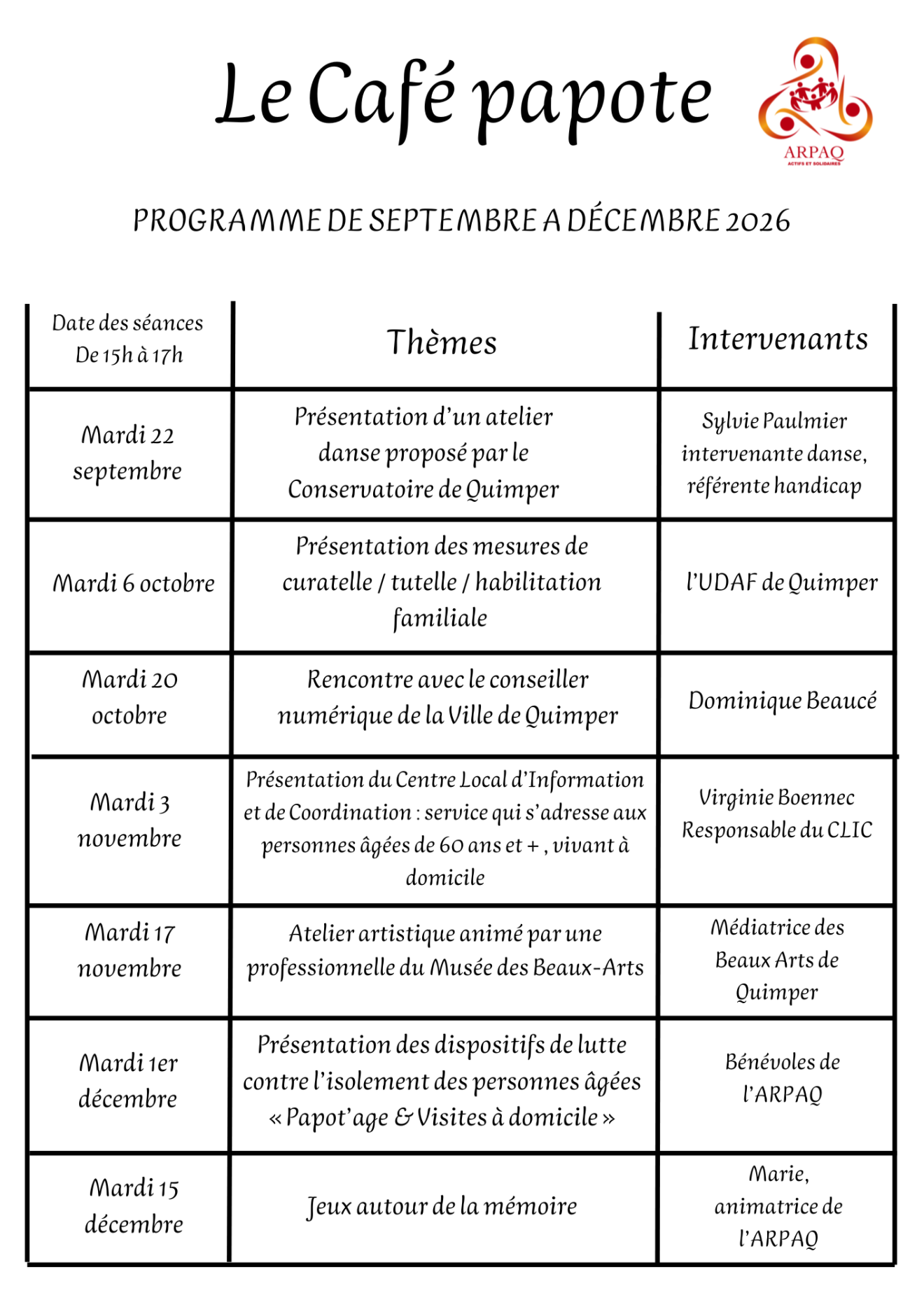 CAFÉ PAPOTE : NOUVEAU PROGRAMME !