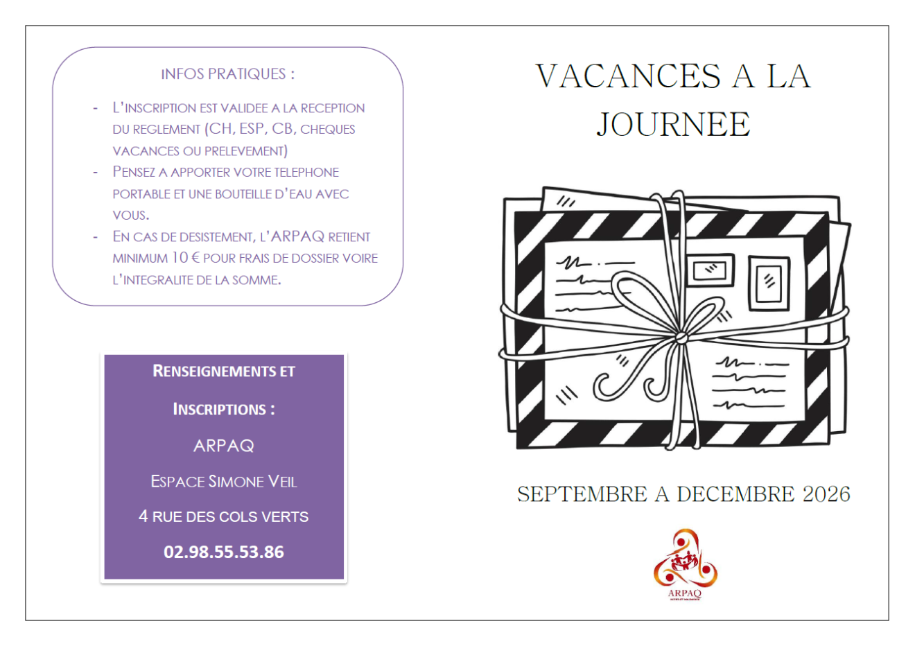 PROGRAMME DES VACANCES A LA JOURNÉE