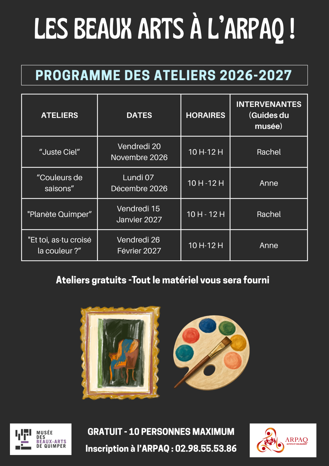 NOUVEAUX PROGRAMME DES BEAUX ARTS À L'ARPAQ !
